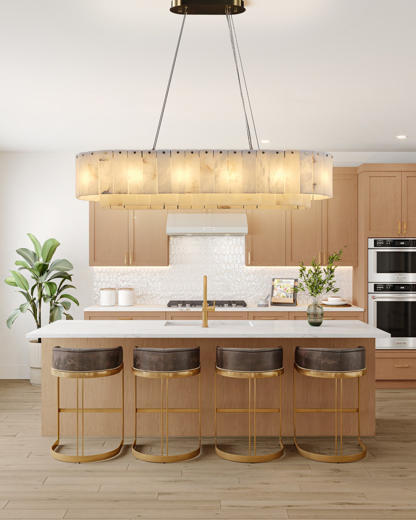 Nonzerat Rectangle Alabaster Dining Room Chandeliers