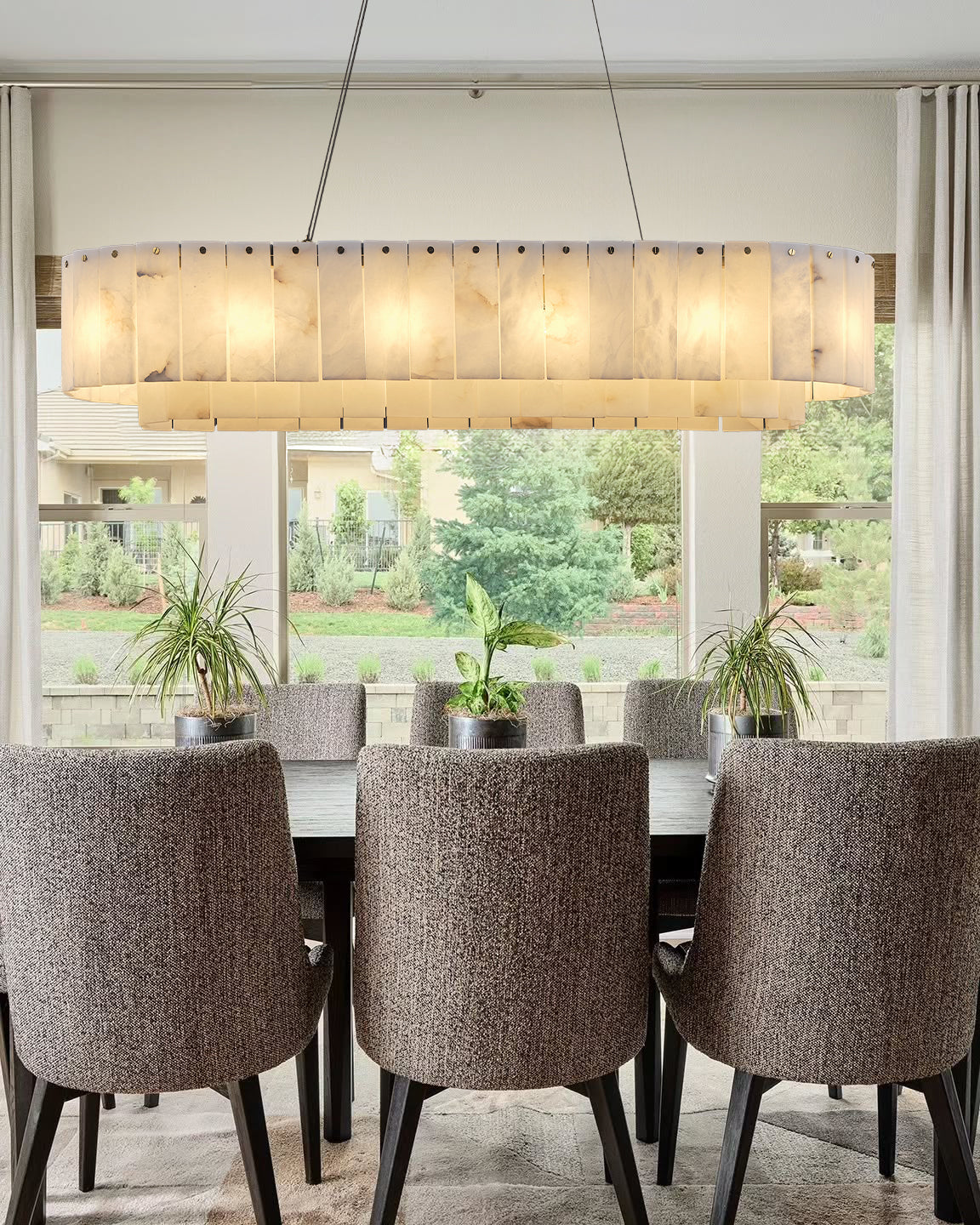 Nonzerat Rectangle Alabaster Dining Room Chandeliers