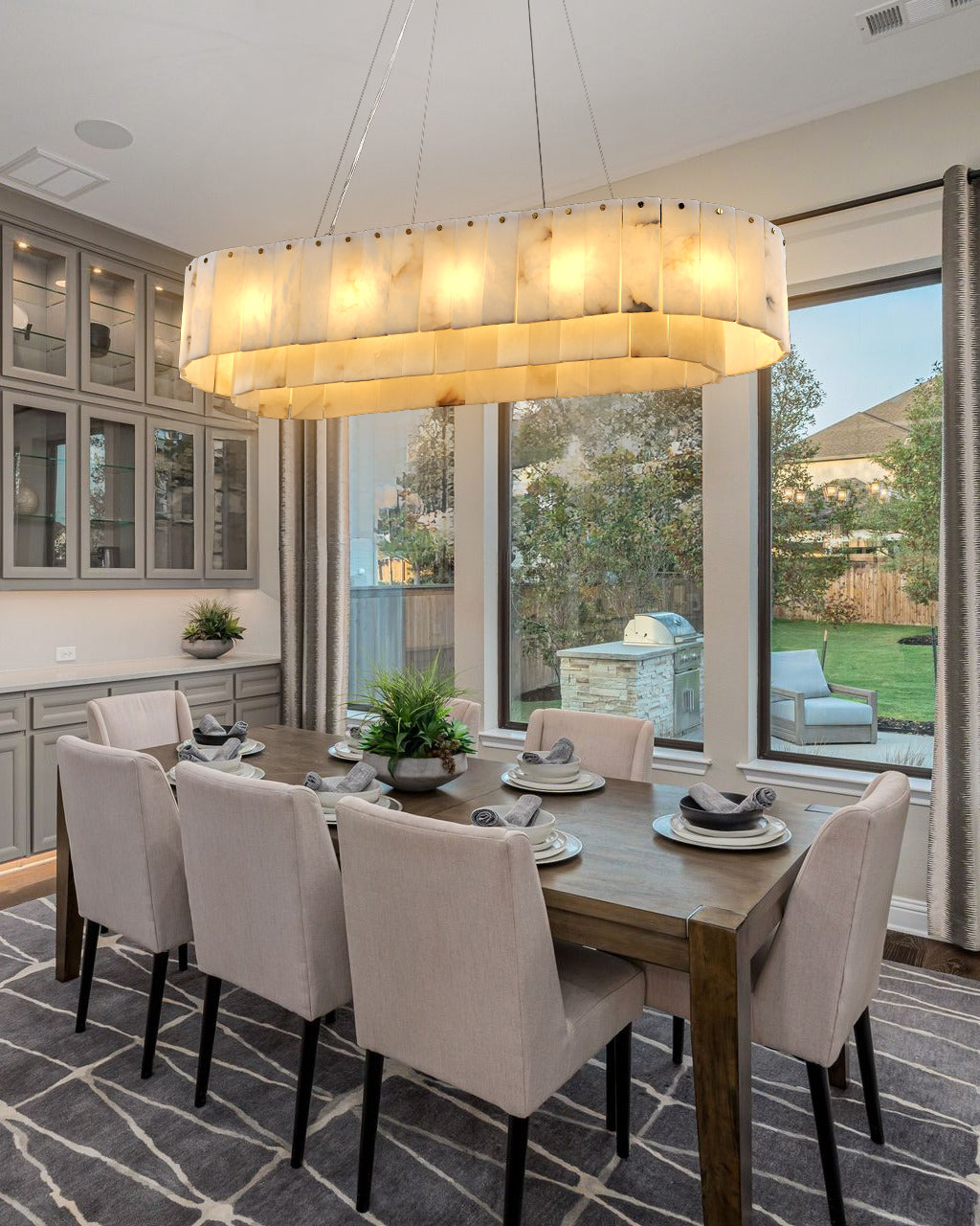 Nonzerat Rectangle Alabaster Dining Room Chandeliers