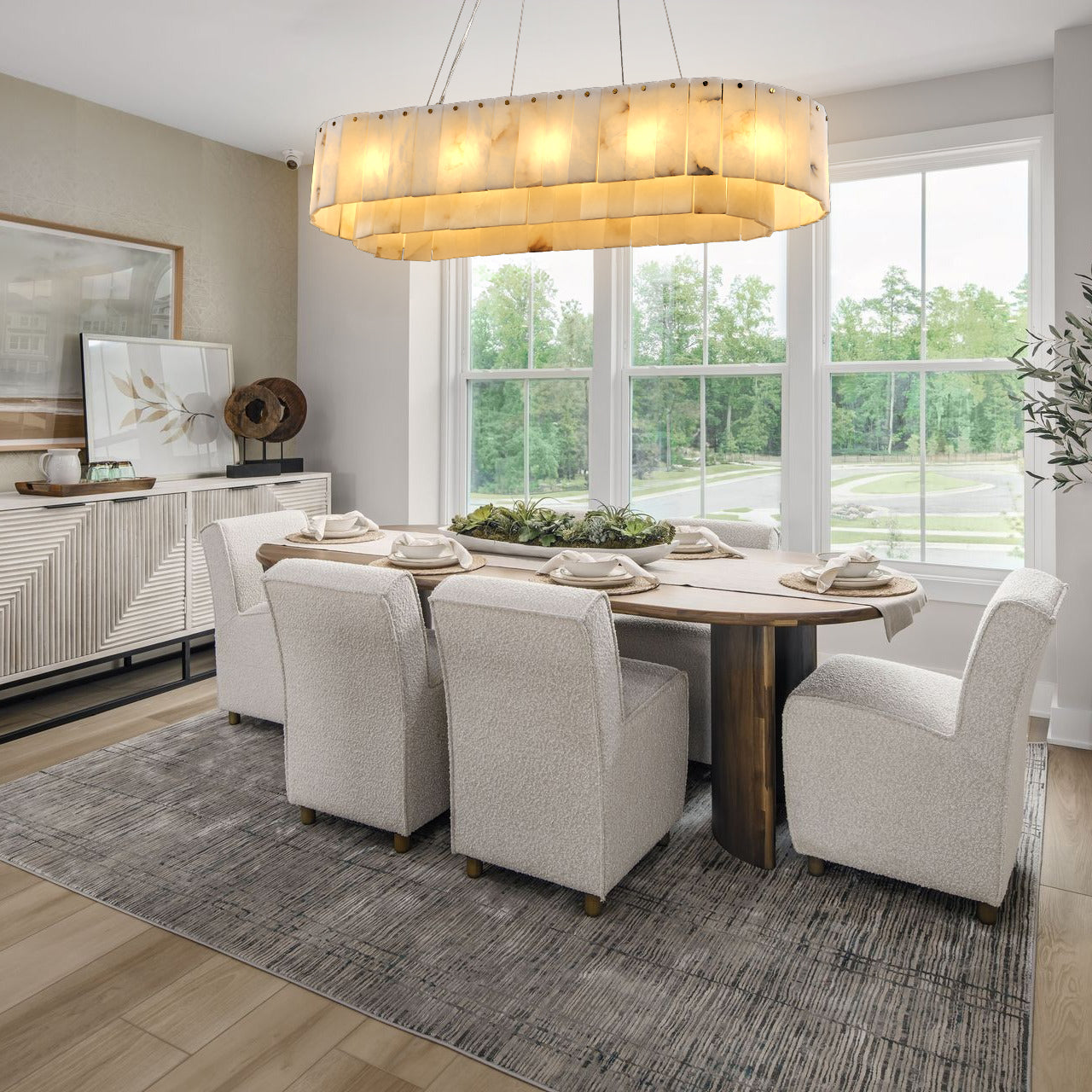 Nonzerat Rectangle Alabaster Dining Room Chandeliers