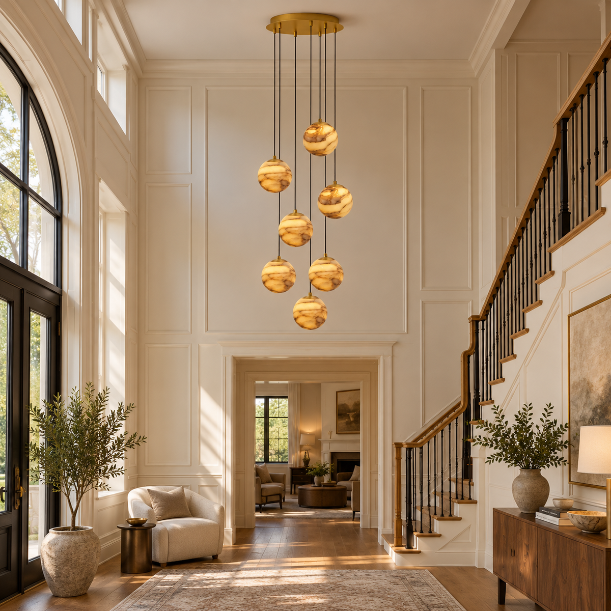 Ambrose Alabaster Globe Cascade Chandelier