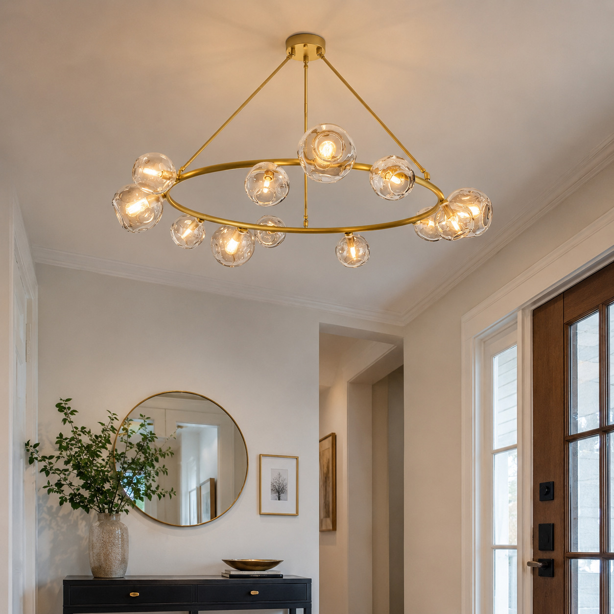 Bubbleler Clear Glass Round Chandelier