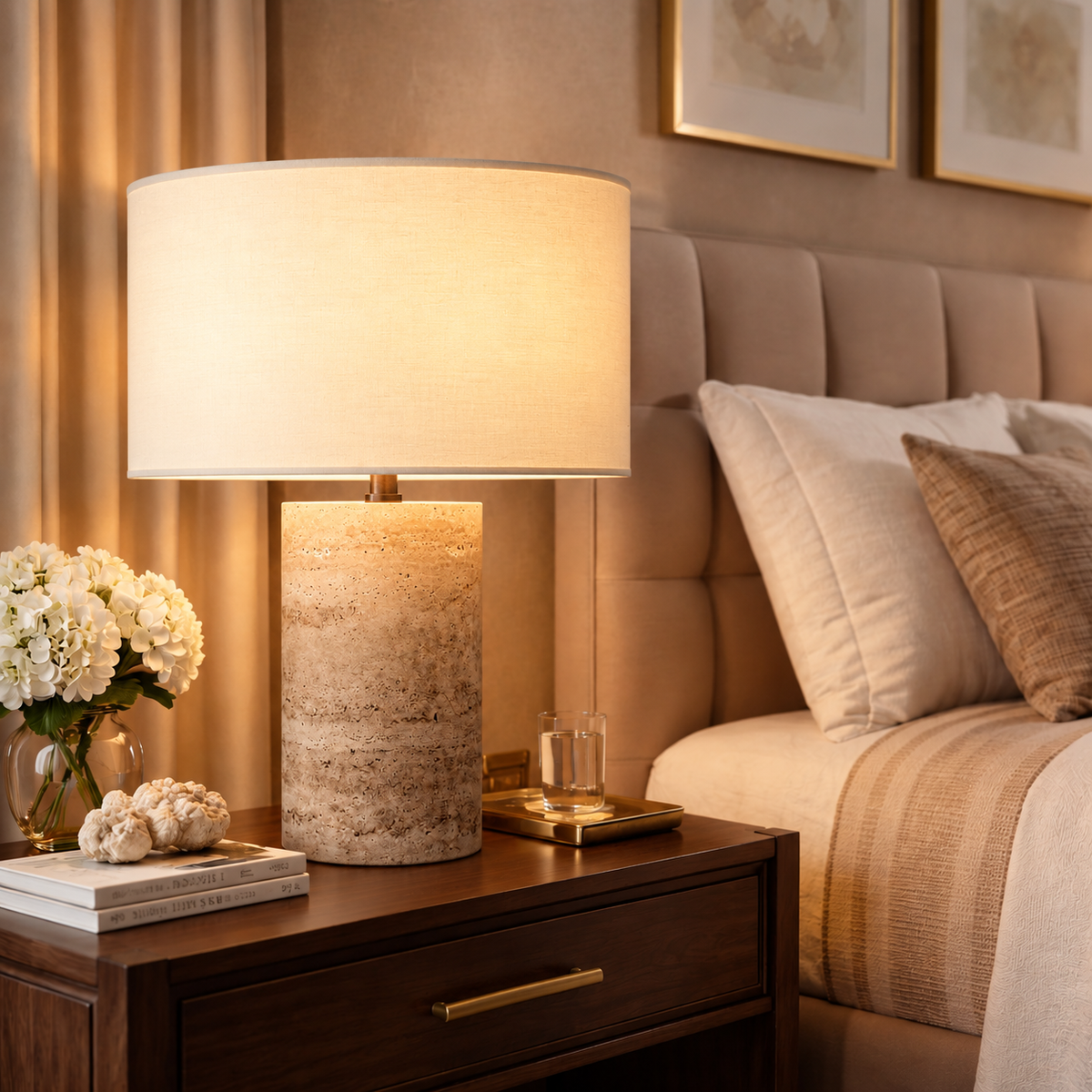 Sarezzoe Stone Cylindrical Table Lamp