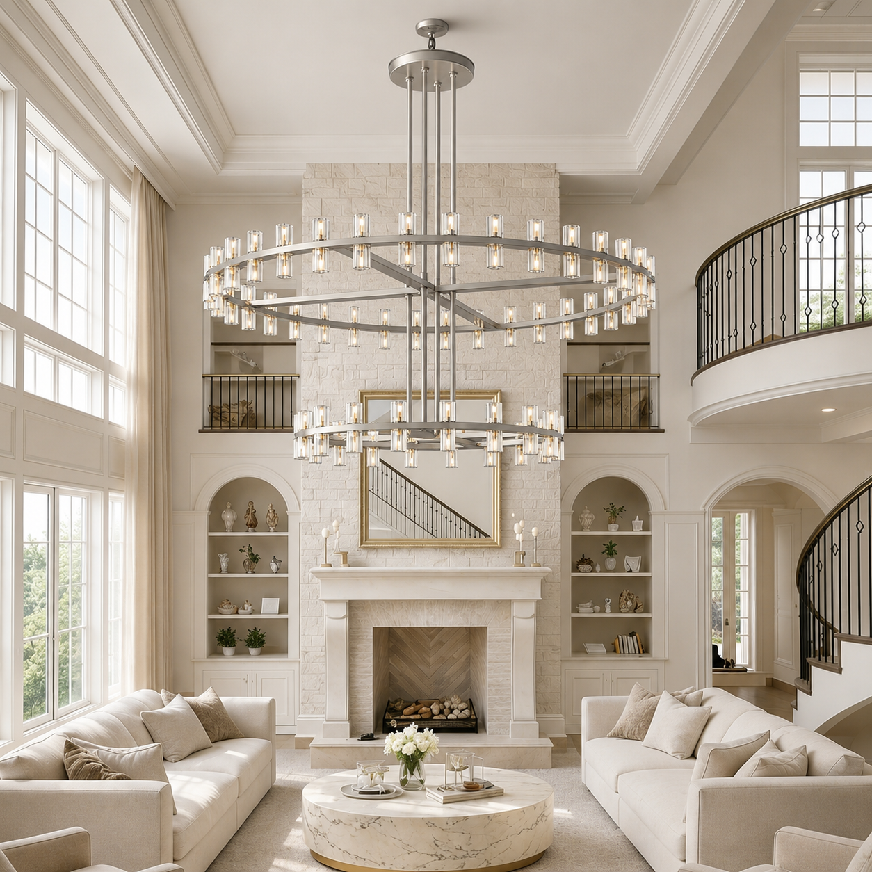 Arcuphoe Series Round Two-tierd Wagon Wheel Chandelier