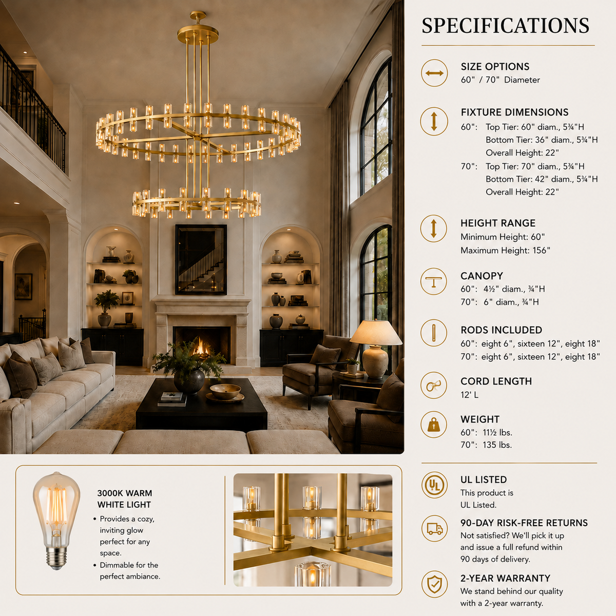 Arcuphoe Series Round Two-tierd Wagon Wheel Chandelier