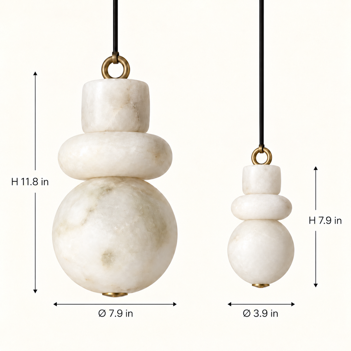 Alabaster Cylindrical Chain Chandelier