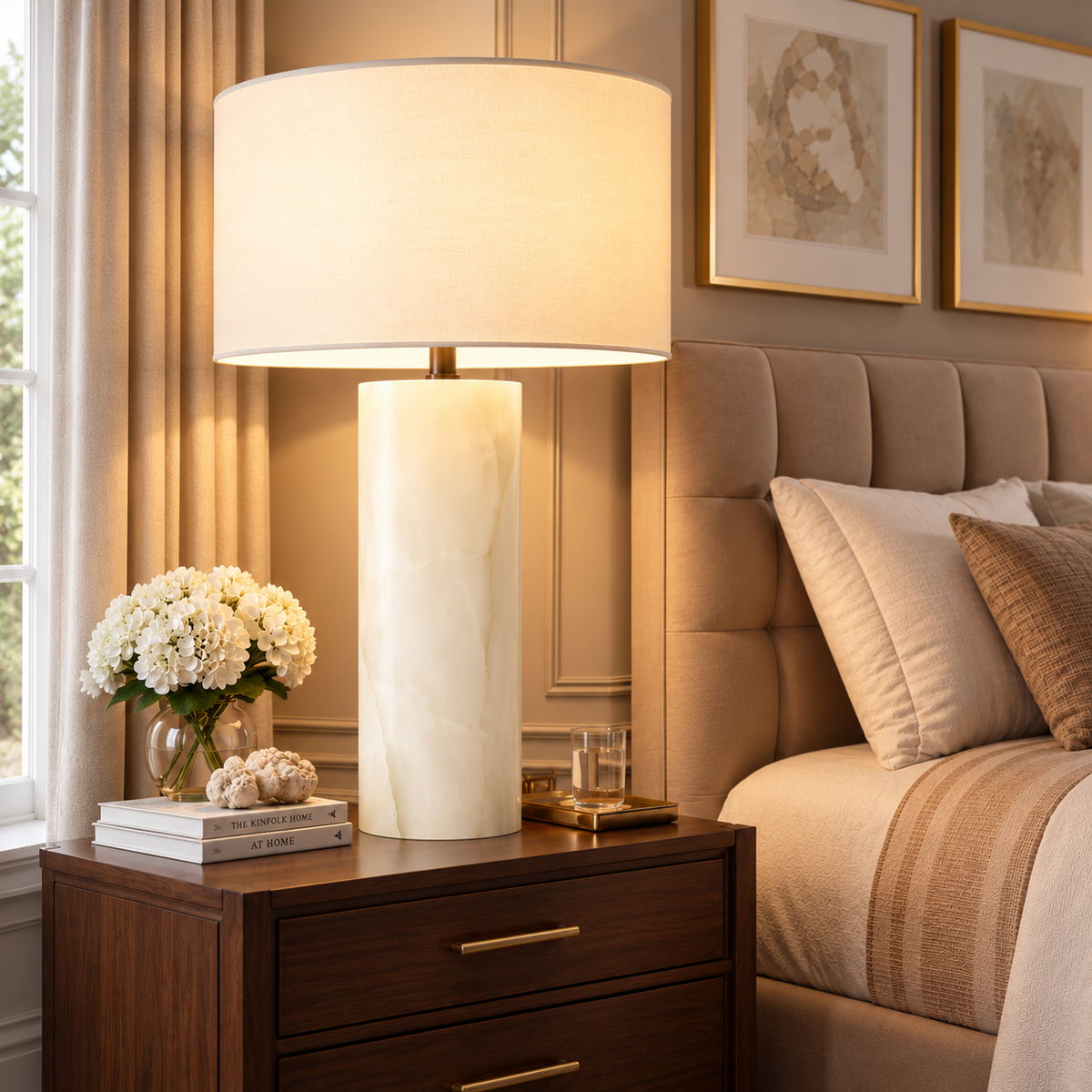 Sarezzoe Stone Cylindrical Table Lamp