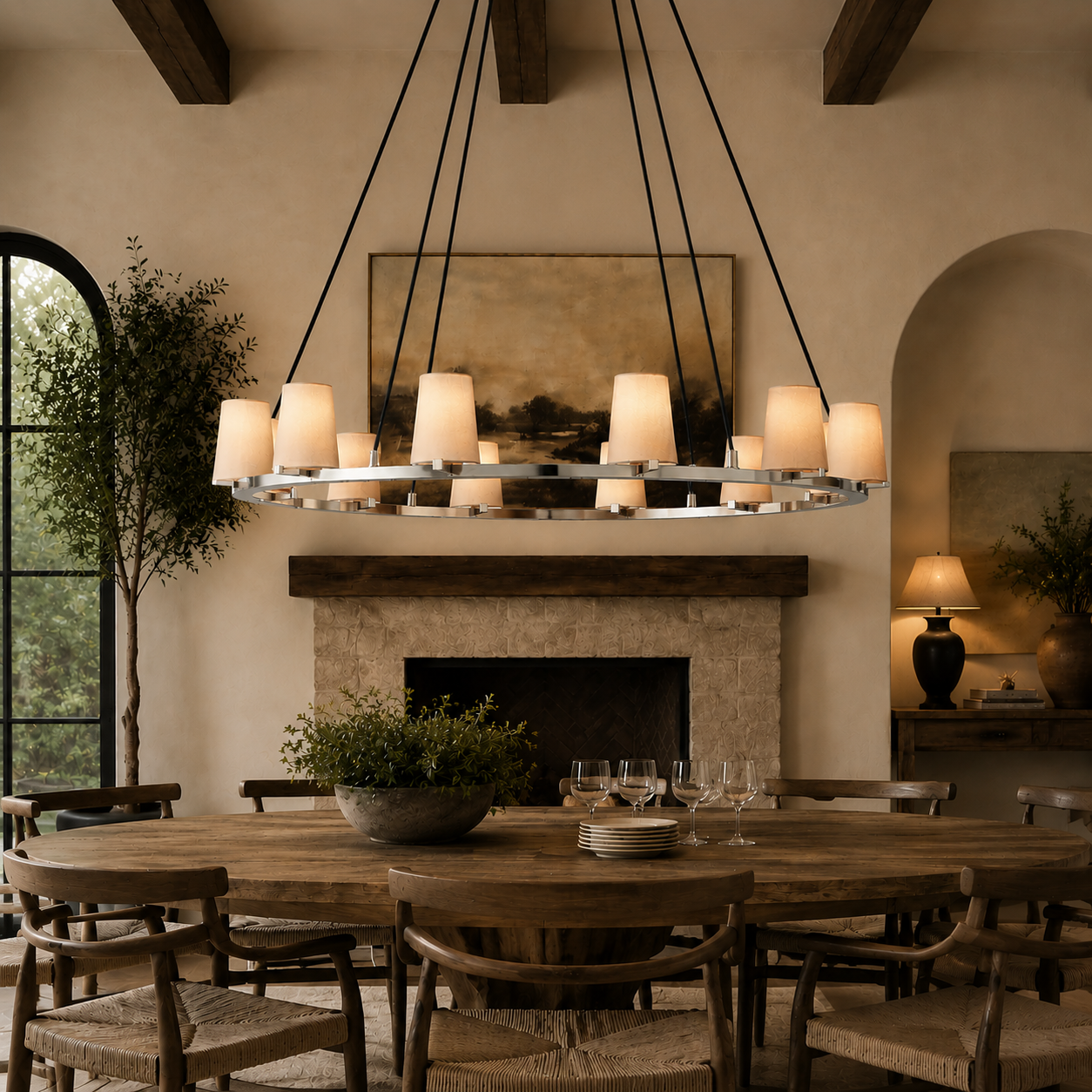 Pauillace Fabric Shade Round Chandelier