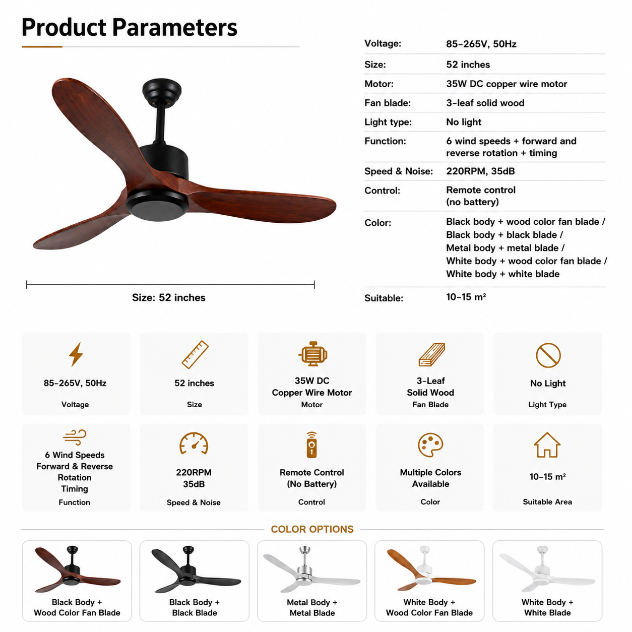 Venturoa Ceiling Fan(without light)