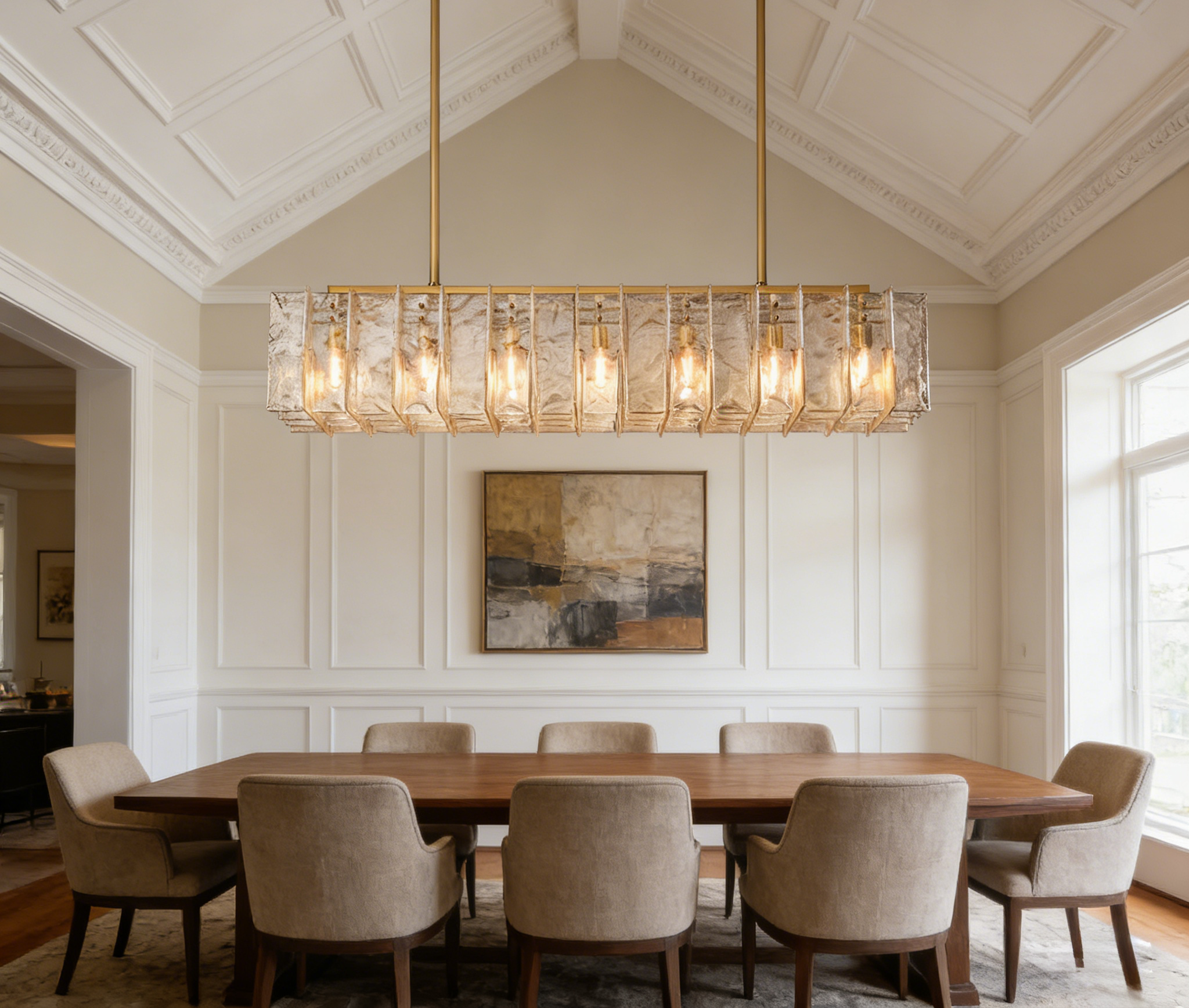 Lattica Smoke Glass Gold Chandelier for Dining Room, Living Room, Kitchen