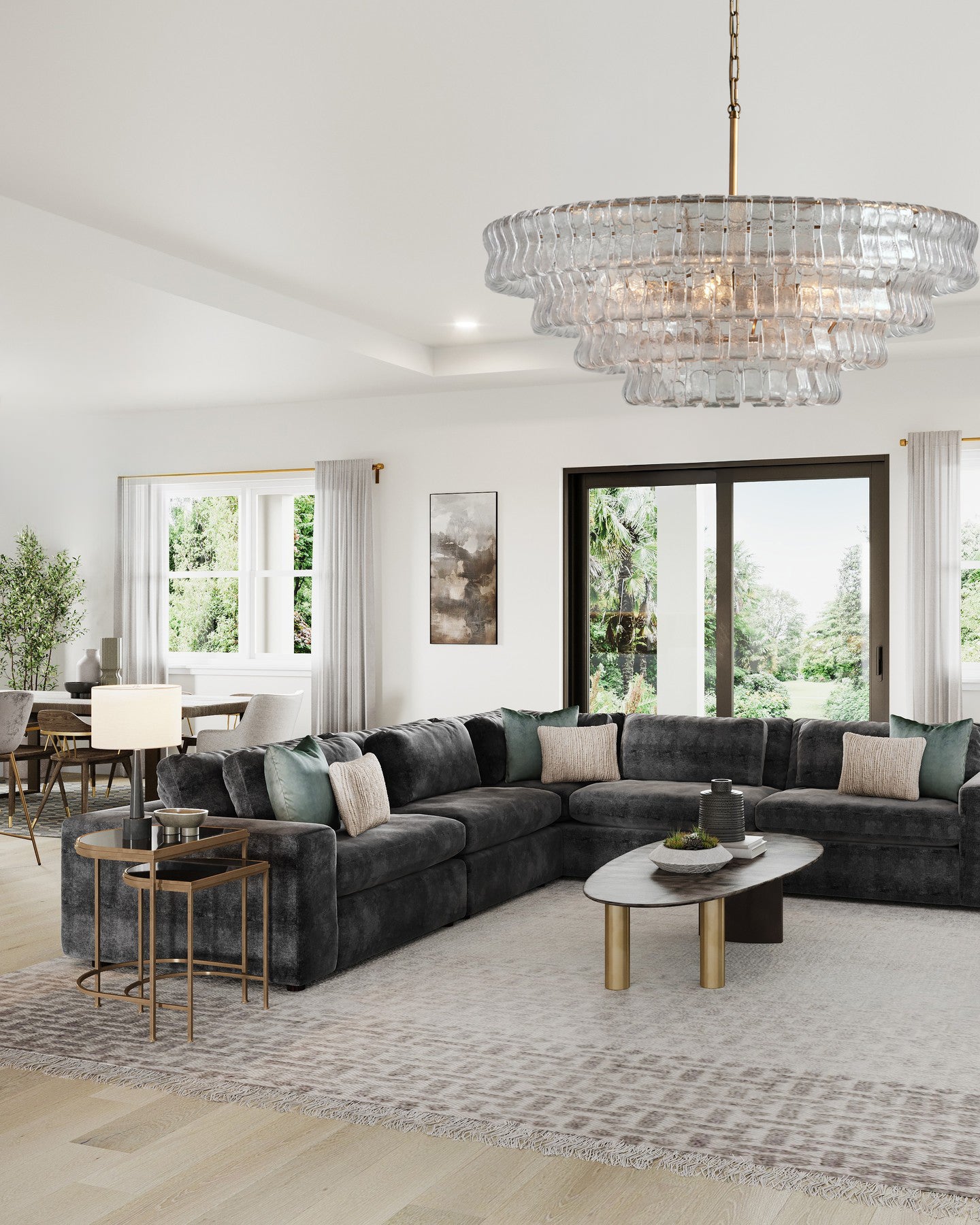 Ghiaccio Clear Class Round Chandelier